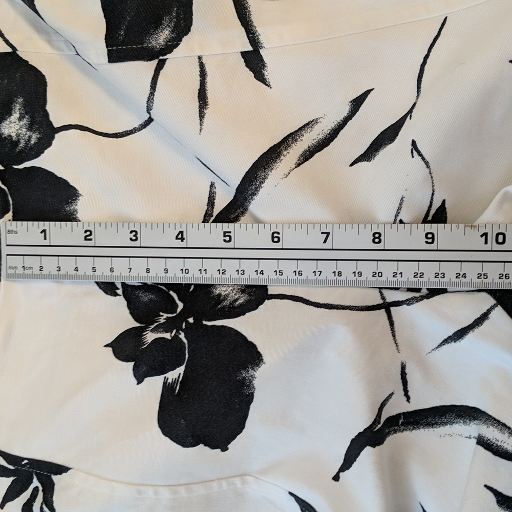 Style New York Paris White Pants with Black Floral Pattern Flare High Ri… - Picture 3 of 10
